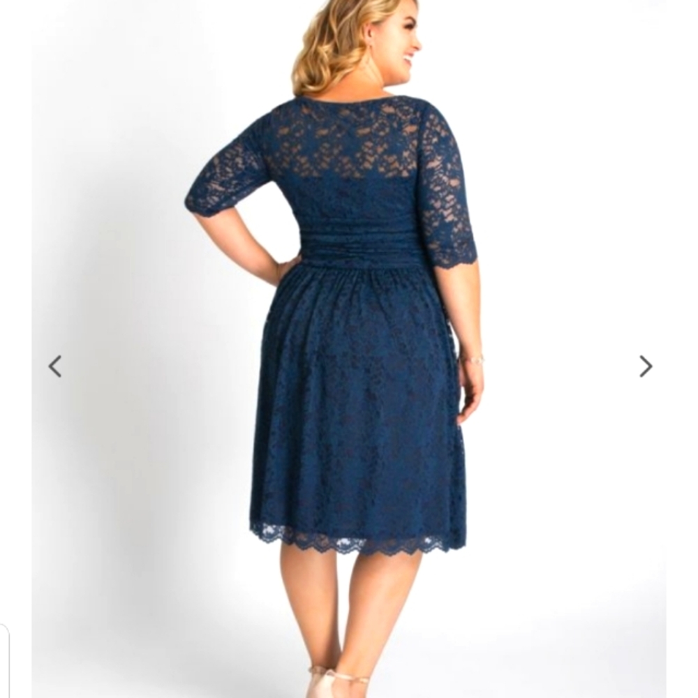 Kiyonna cocktail dress, blue stretch lace, size 1X, NWT - Picture 2 of 3